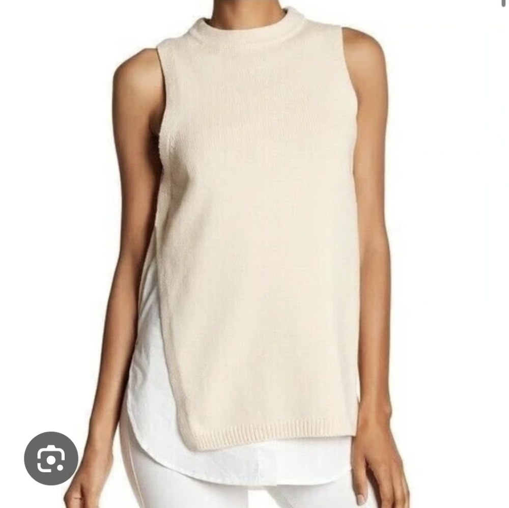 Brochu Walker White Cream Beige Marian Layered Vest Shirtail M